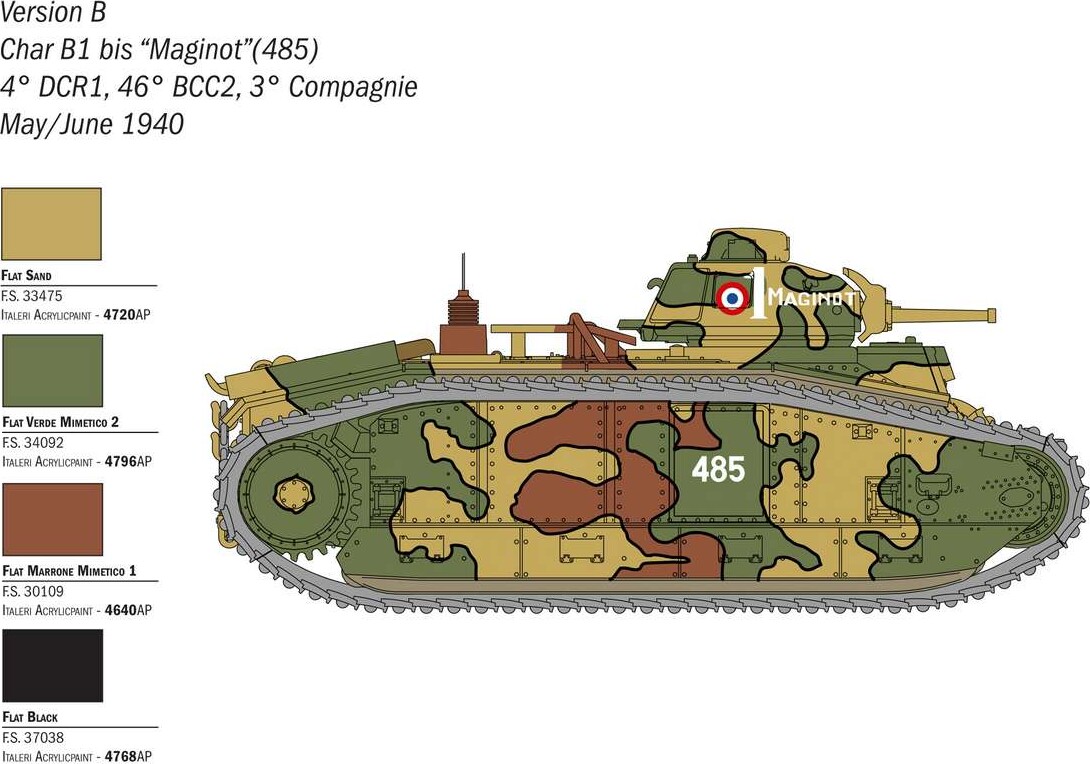 Italeri - Char B1 Bis Tank Byggesæt - 25766