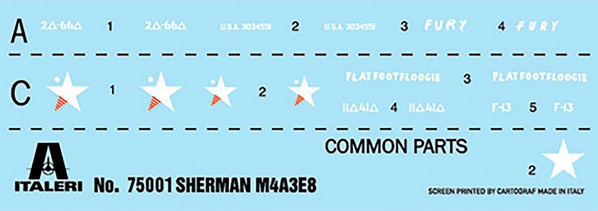 Italeri 75001 - Sherman M4A3E8 Fury Tank - Starter Set - 1 56