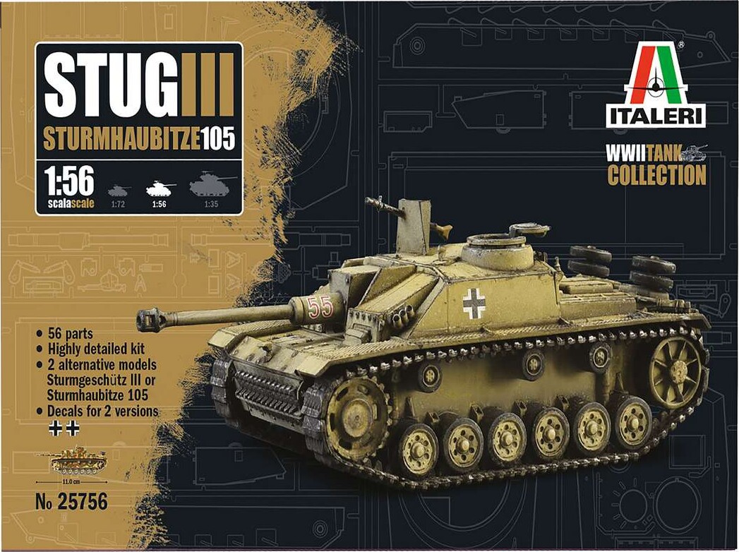 Italeri - Sd Kfz 142 Stug Iii Sturmhaubitze 105 Tank - 1 56 - 25756