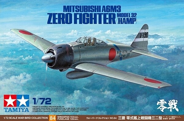 Tamiya - A6M3 Zero Fighter Model 32 Hamp Byggesæt - 1 72 - 60784