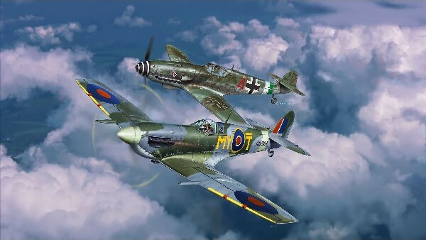 Revell - Combat Set - Bf109G-10 Spitfire Mkv - 1 27 - 03710