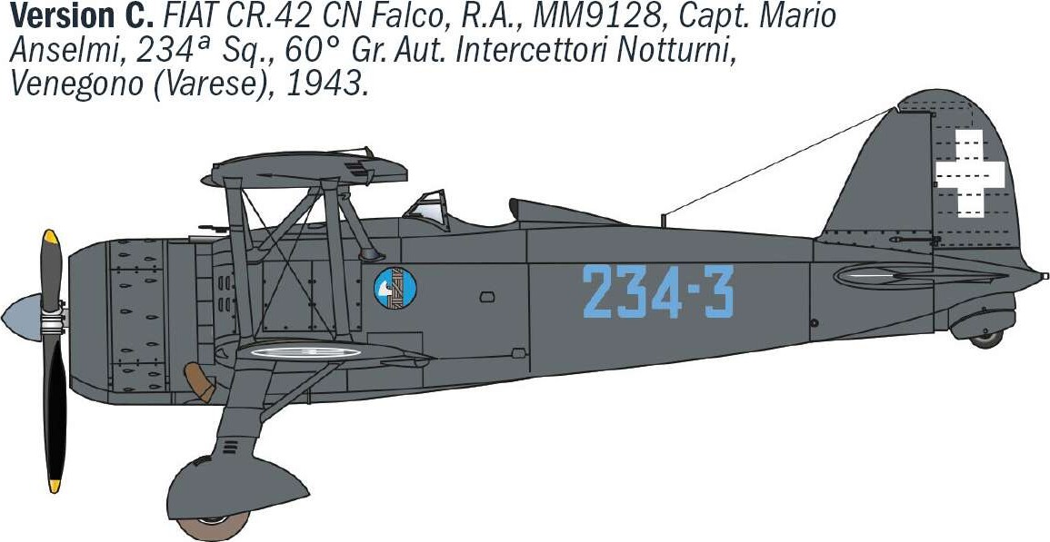 Italeri - Fiat Cr42 Cn Falco Night Fighter Byggesæt - 1 72 - 1485