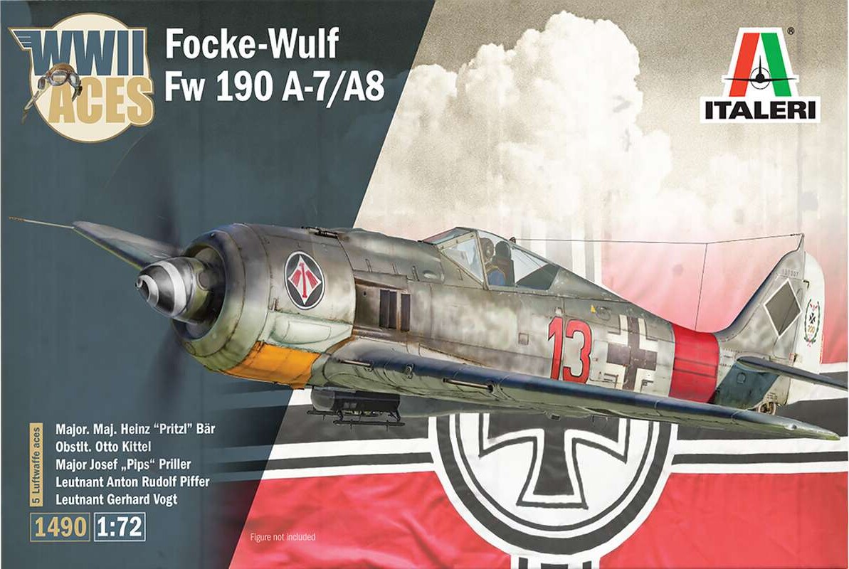 Italeri 1490 - Focke-Wulf 190 A-7A-8 Byggesæt - Wwii Aces - 1 72