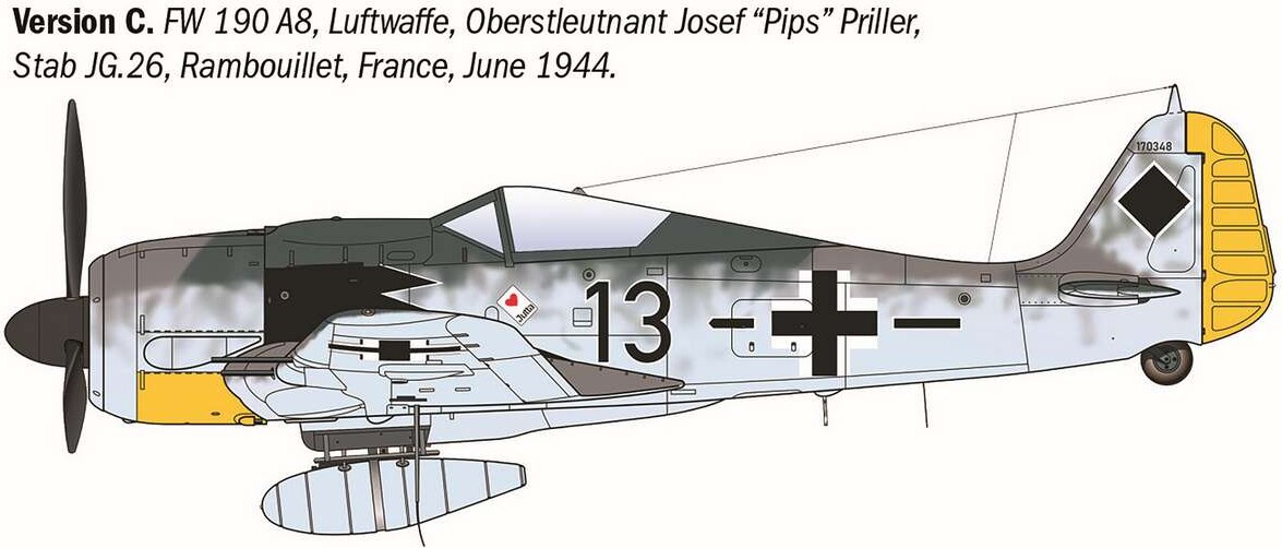 Italeri 1490 - Focke-Wulf 190 A-7A-8 Byggesæt - Wwii Aces - 1 72
