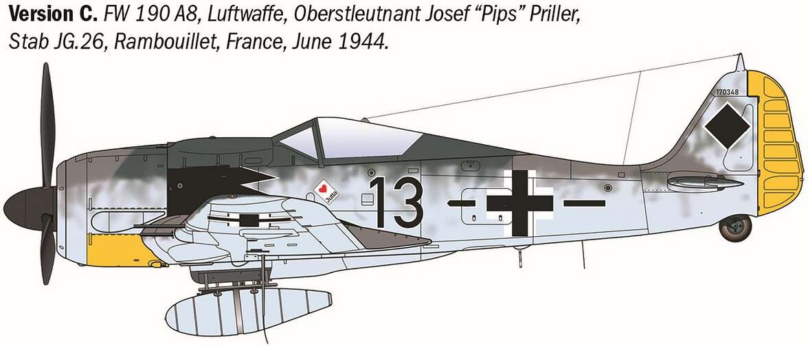Italeri 1490 - Focke-Wulf 190 A-7A-8 Byggesæt - Wwii Aces - 1 72