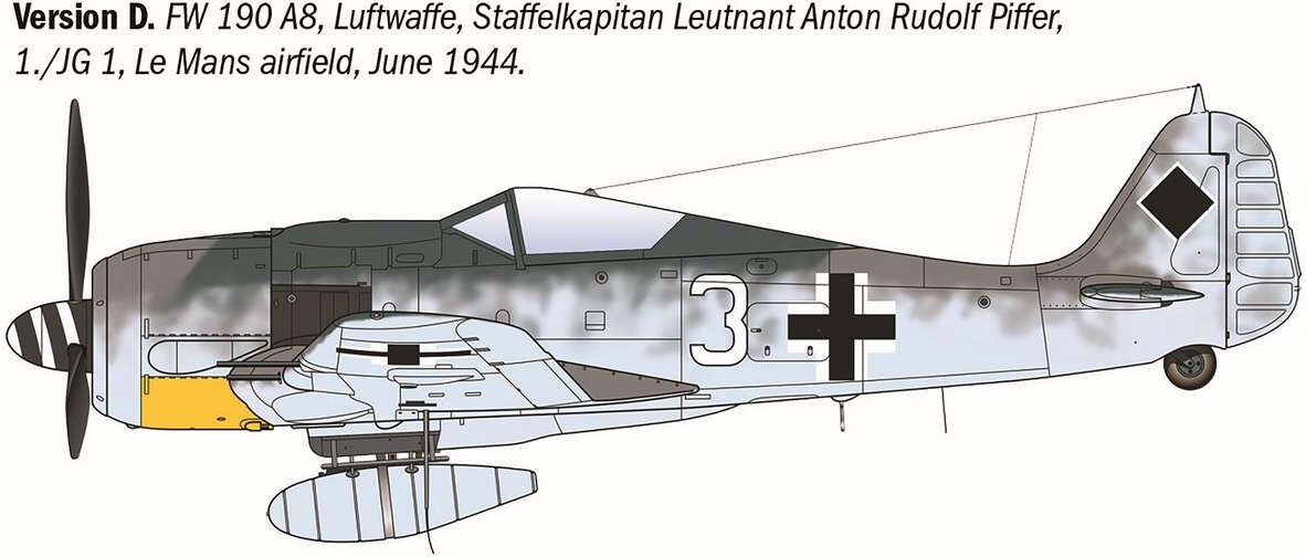 Italeri 1490 - Focke-Wulf 190 A-7A-8 Byggesæt - Wwii Aces - 1 72