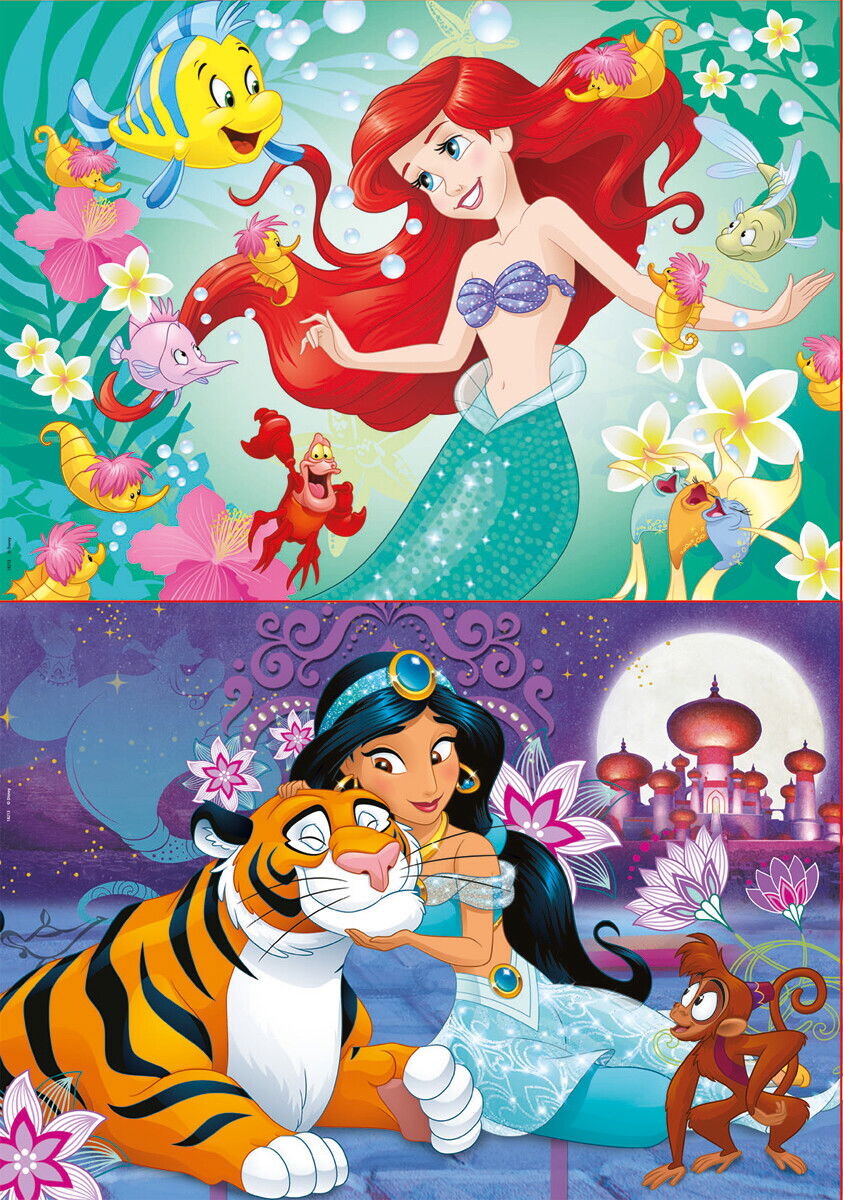 Educa - Disney Princess Puzzles - Ariel Og Jasmin - 2X48 Brikker