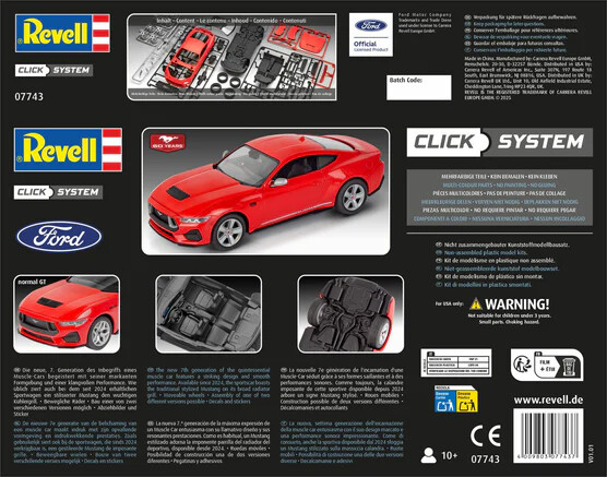 Revell 07743 - 2024 Ford Mustang Gt Model - Click System - 1 25