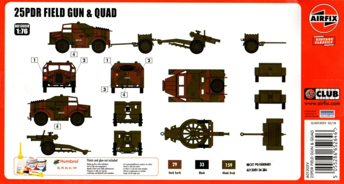Airfix - 25Pdr Field Gun Quad Byggesæt - 1 76 - A01305V