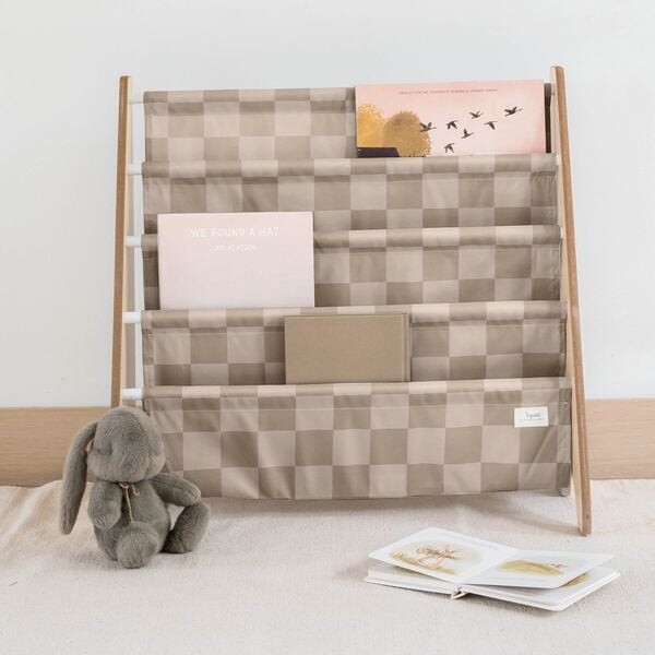3 Sprouts - Bogreol Til Børn - Checkerboard Beige - 61X62X25 Cm