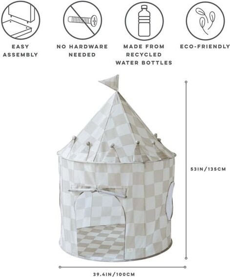 3 Sprouts - Pop-Up Legetelt - Checkerboard Beige - 135X100 Cm