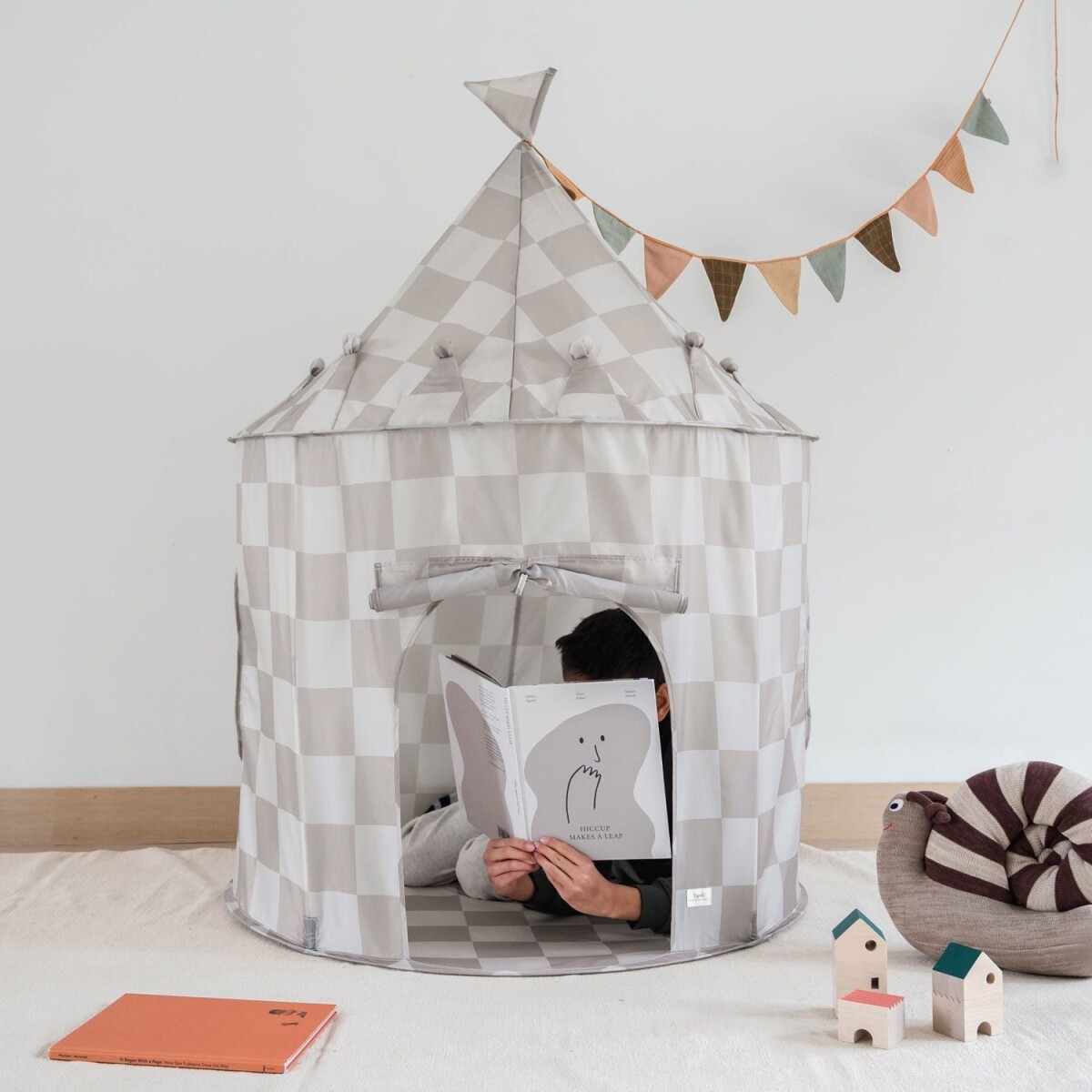 3 Sprouts - Pop-Up Legetelt - Checkerboard Beige - 135X100 Cm