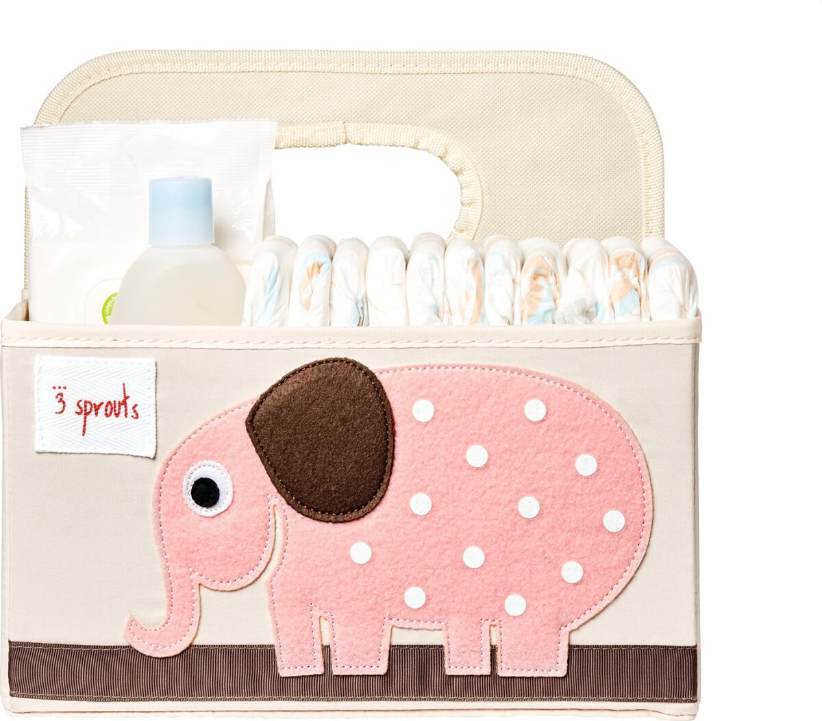 3 Sprouts - Opbevaringskurv Til Børn - Pink Elefant