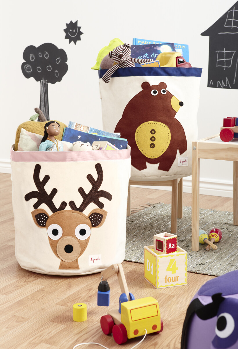 3 Sprouts - Opbevaringskurv Til Børn - Kaffe Hjort