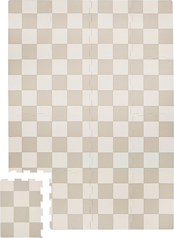 3 Sprouts - Skumgulv Til Børn - Checkerboard Beige - 171X123 Cm