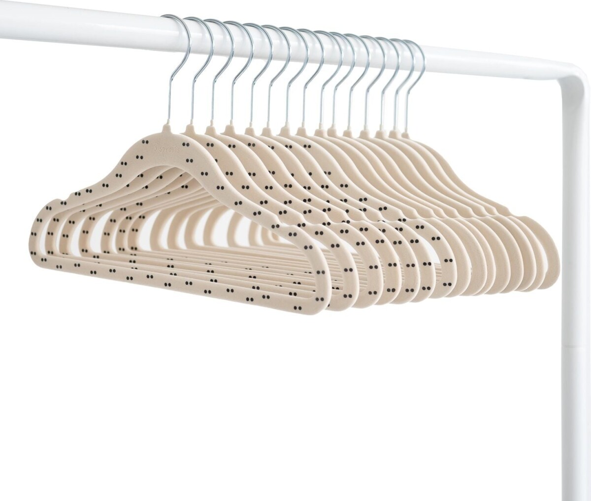 3 Sprouts - Bøjler Til Børn - Velour - 15 Stk - Double Dot Beige