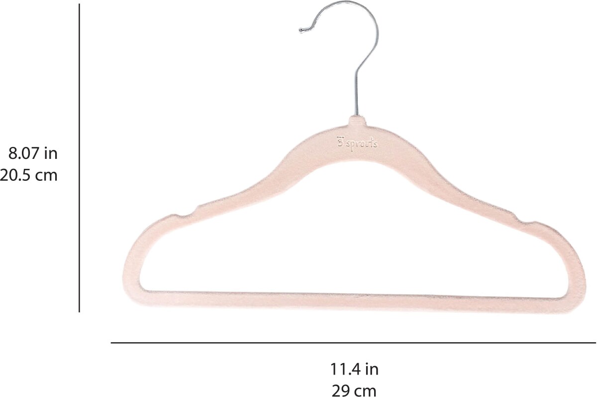 3 Sprouts - Børnebøjler I Velour - Rosa - 15 Stk