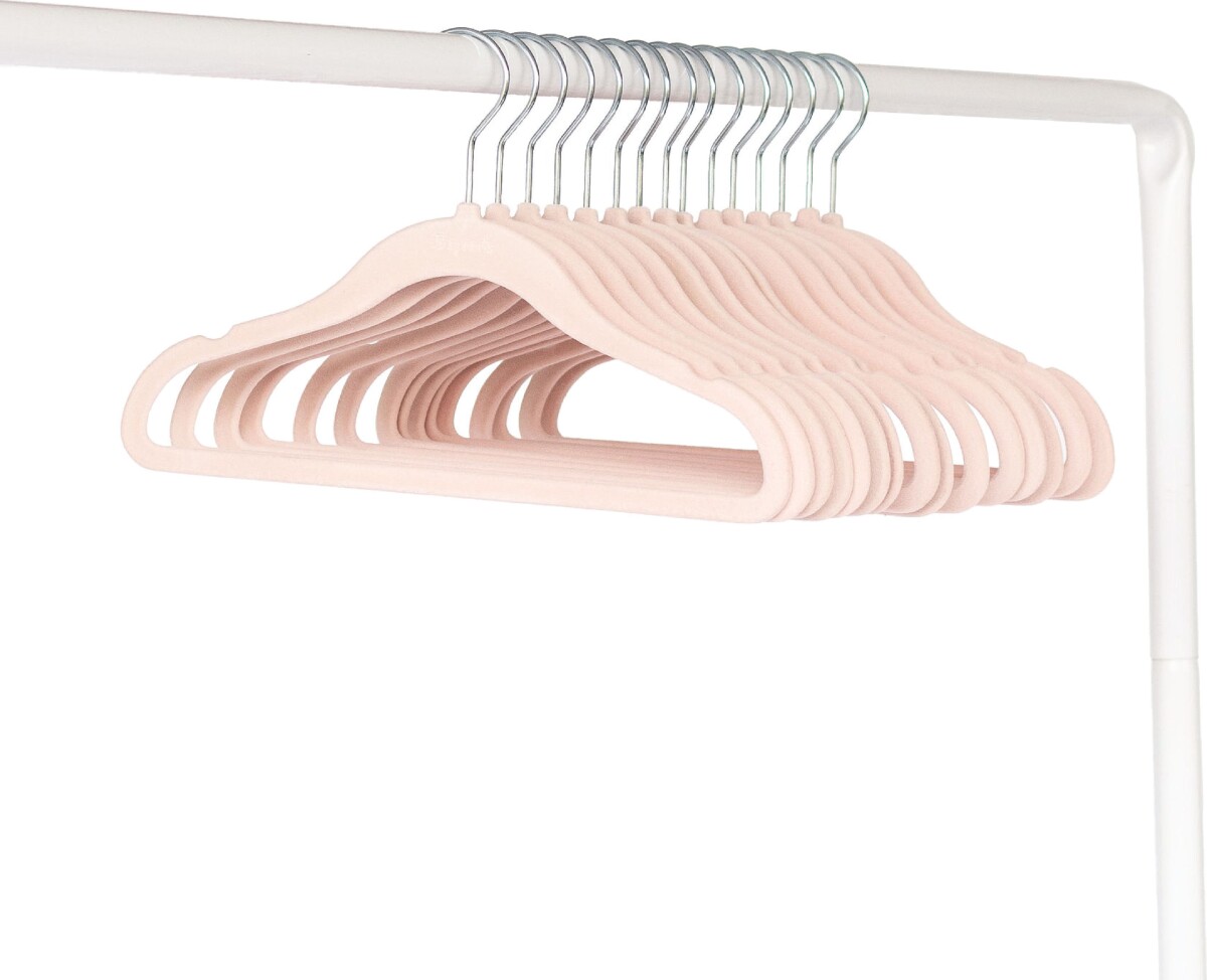 3 Sprouts - Børnebøjler I Velour - Rosa - 15 Stk
