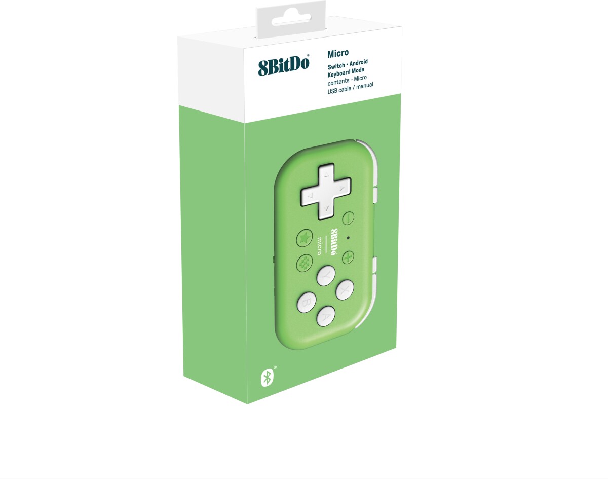8Bitdo - Micro - Bluetooth Controller Til Android Pc Macos - Grøn