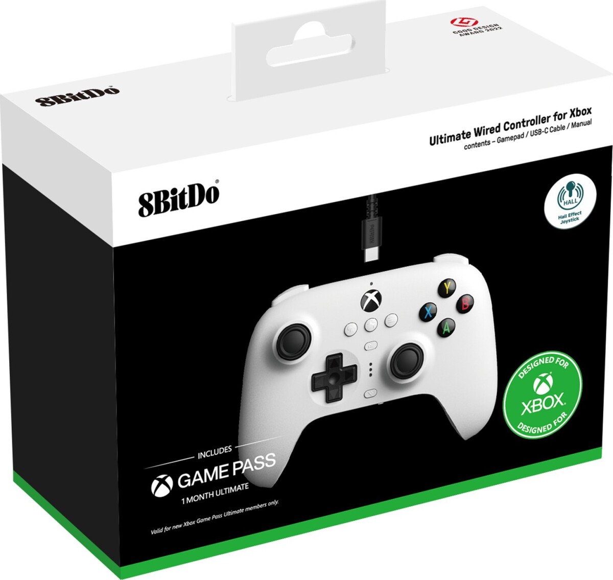 8Bitdo Ultimate Wired Controller For Xbox Hall Ed White