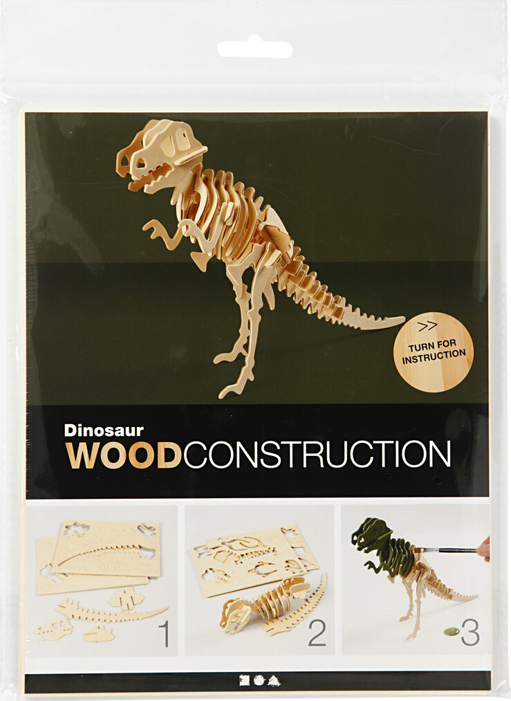 3D Træ Puslespil - Dinosaur - 33X8X23 Cm