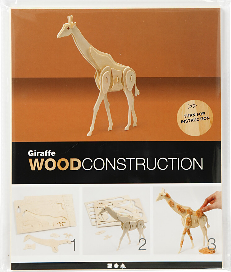 3D Træ Puslespil - Giraf - 20X4 2X25 Cm