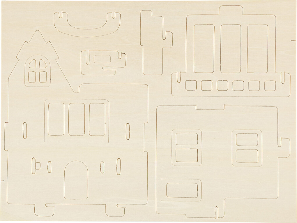 3D Træ Puslespil - Hus Med Altan - 15 8X17 5X19 5 Cm