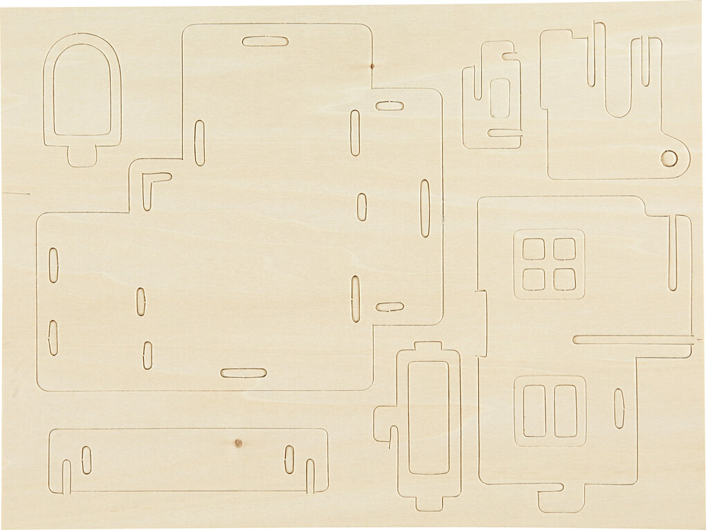 3D Træ Puslespil - Hus Med Altan - 15 8X17 5X19 5 Cm
