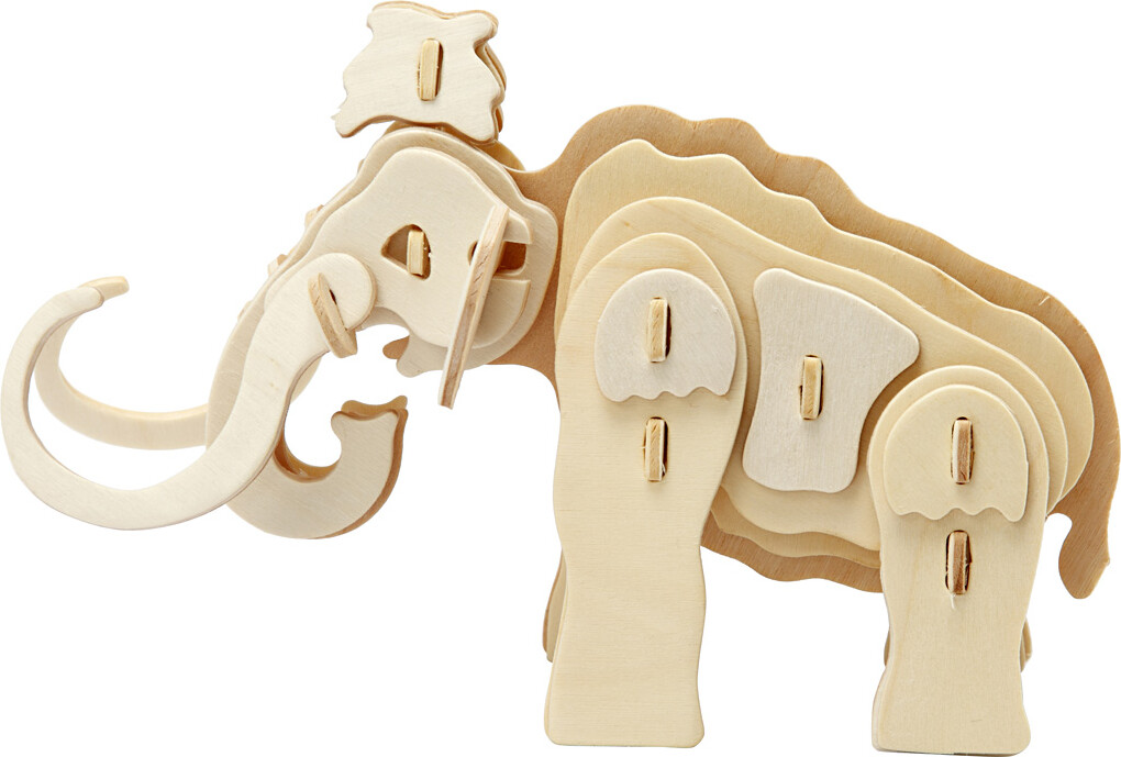 3D Træ Puslespil - Mammut - 19X8 5X11 Cm