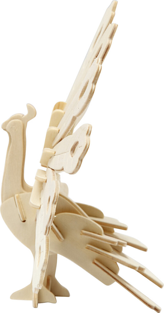 3D Træ Puslespil - Påfugl - 10X20 5X17 5 Cm