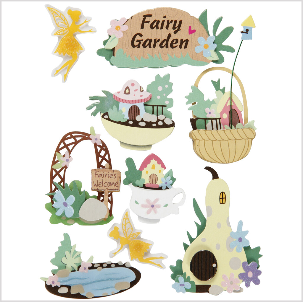 3D Klistermærker - Fe Have - H 32-64 Mm - B 30-55 Mm - 9 Stk