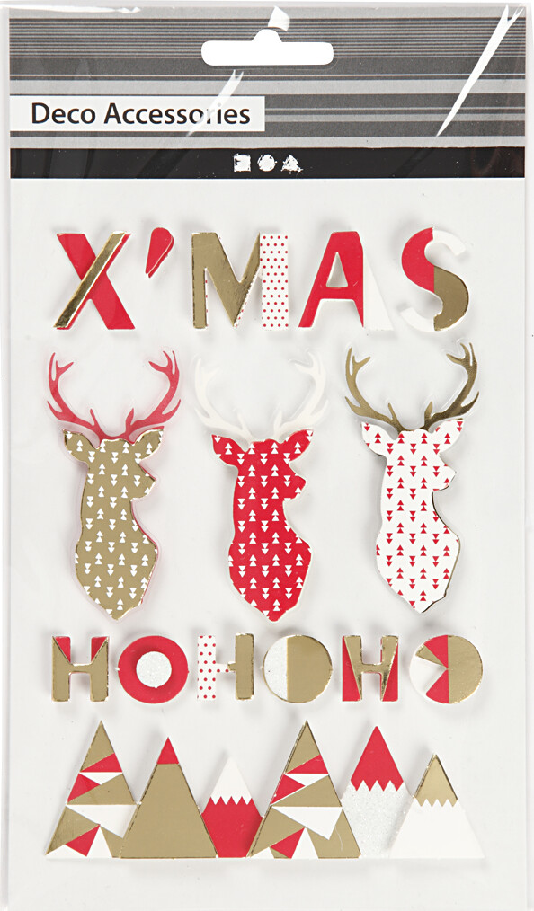 Juleklistermærker - 3D Rensdyr - 15 Klistermærker
