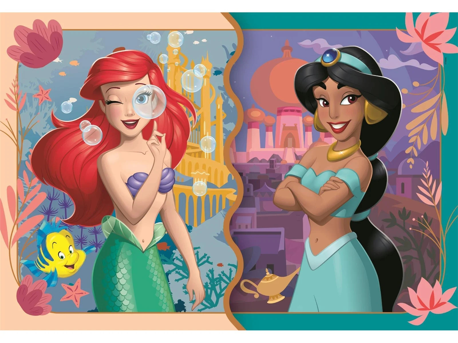 Disney Princess Puslespil - Color - 2X20 Brikker - Clementoni