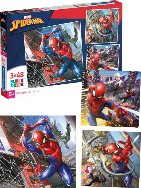 Spider-Man Puslespil - Super Color - 3X48 Brikker - Clementoni