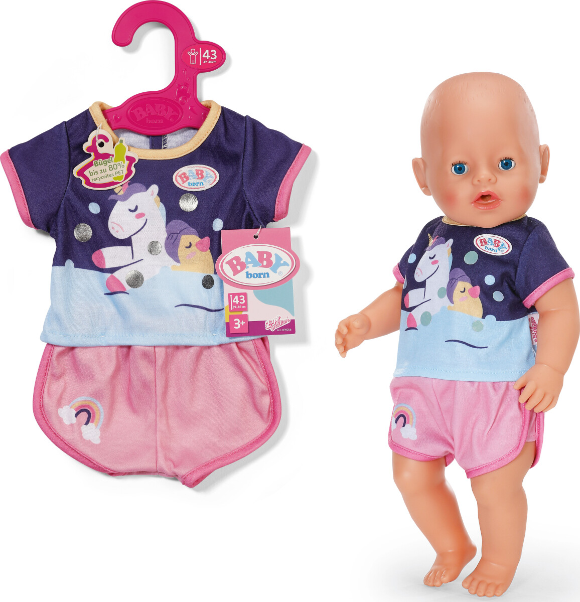 Baby Born - Kort Enhjørningepyjamas 43 Cm