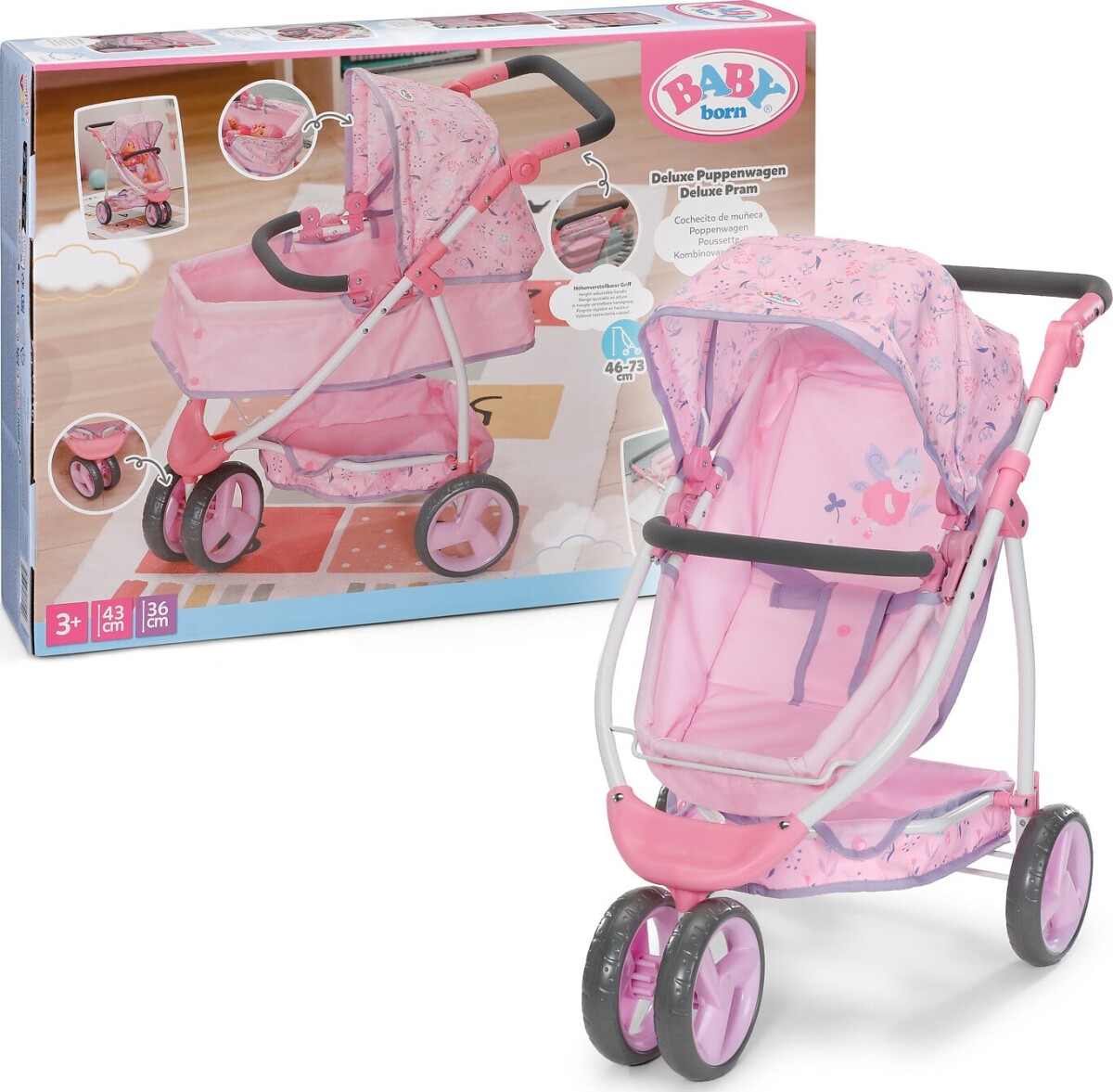 Baby Born - Luksus Blomstret Dukkevogn