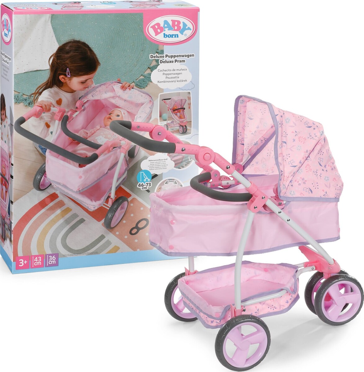 Baby Born - Luksus Blomstret Dukkevogn