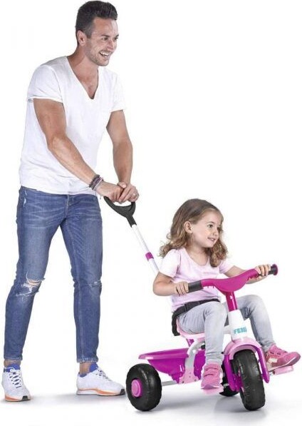 Trehjulet Cykel Med Lad Sikkerhedssele Og Stang Til Børn - Pink