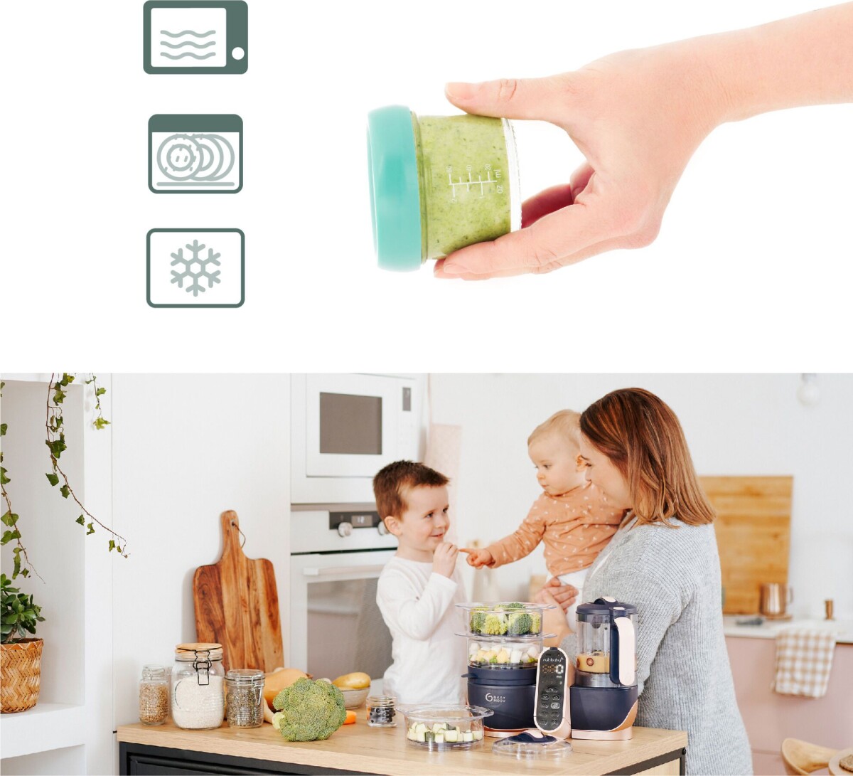 Babymoov - Glass Babybols Multiset - 4X120Ml 4X240Ml Recipe Book