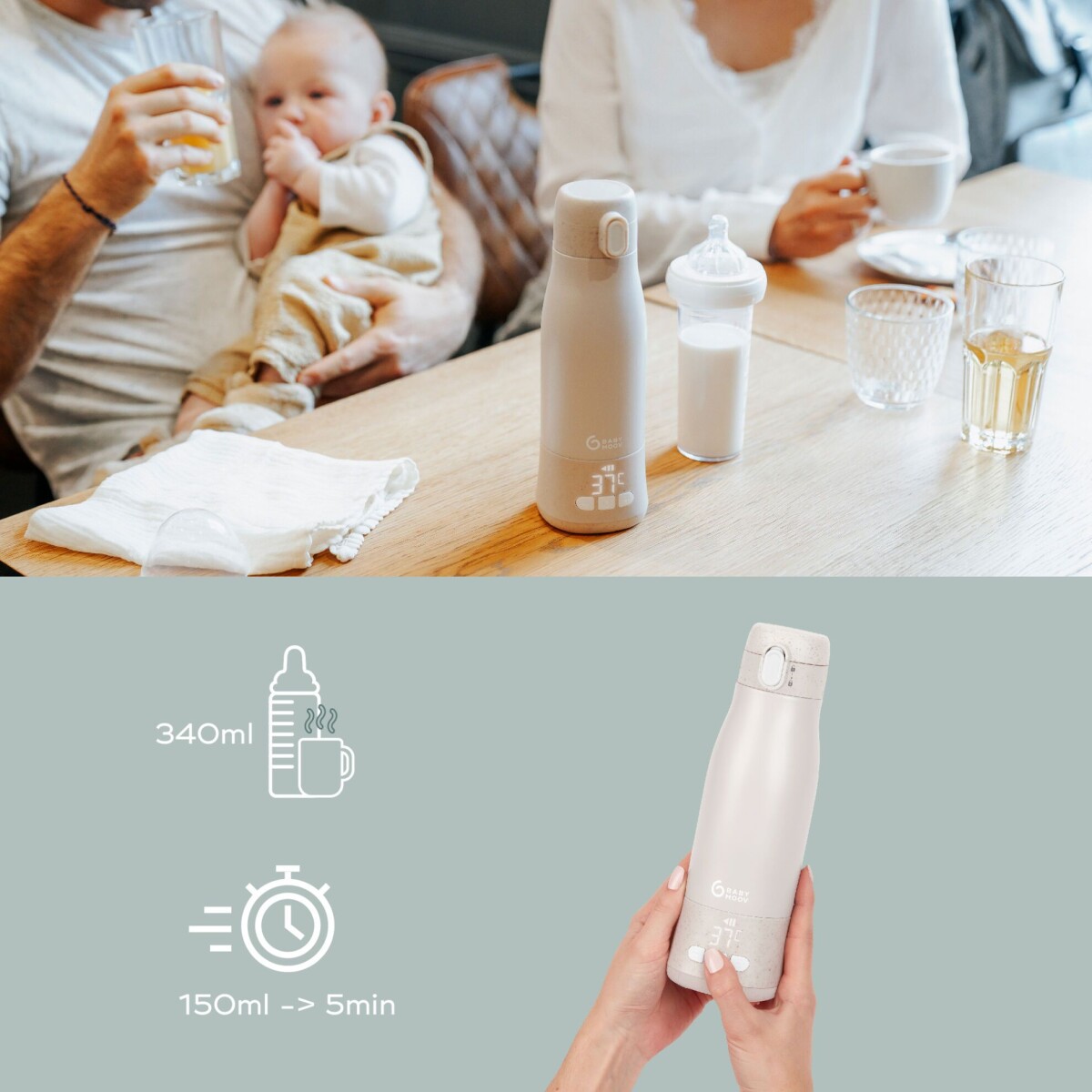 Babymoov - Moov Feed Transportabel Flaskevarmer - 340 Ml