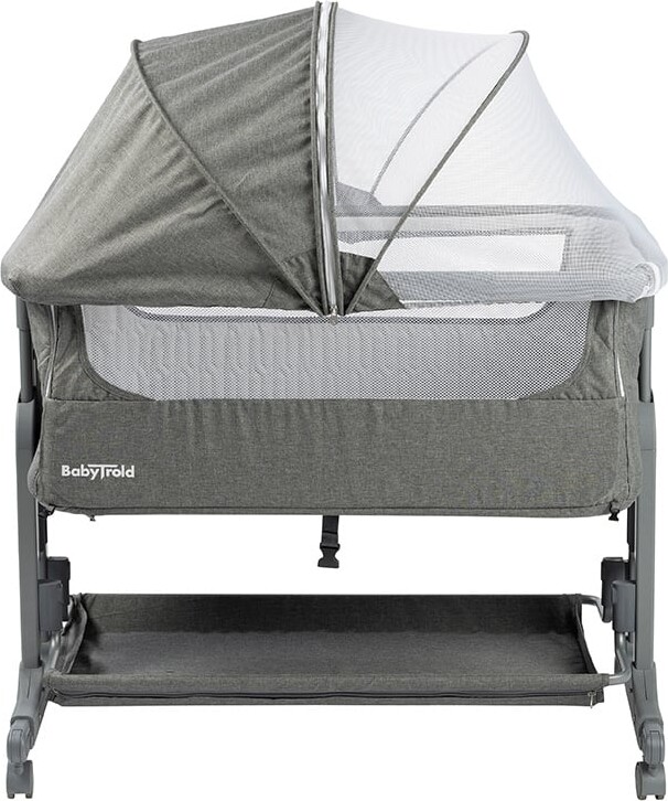 Babytrold - Bedside Sleep Tight Med Hjul - Grå - 92 X 55 X 705-82 Cm