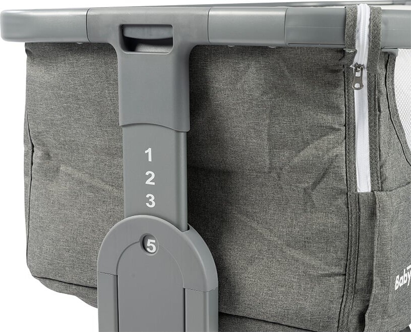 Babytrold - Bedside Sleep Tight Med Hjul - Grå - 92 X 55 X 705-82 Cm