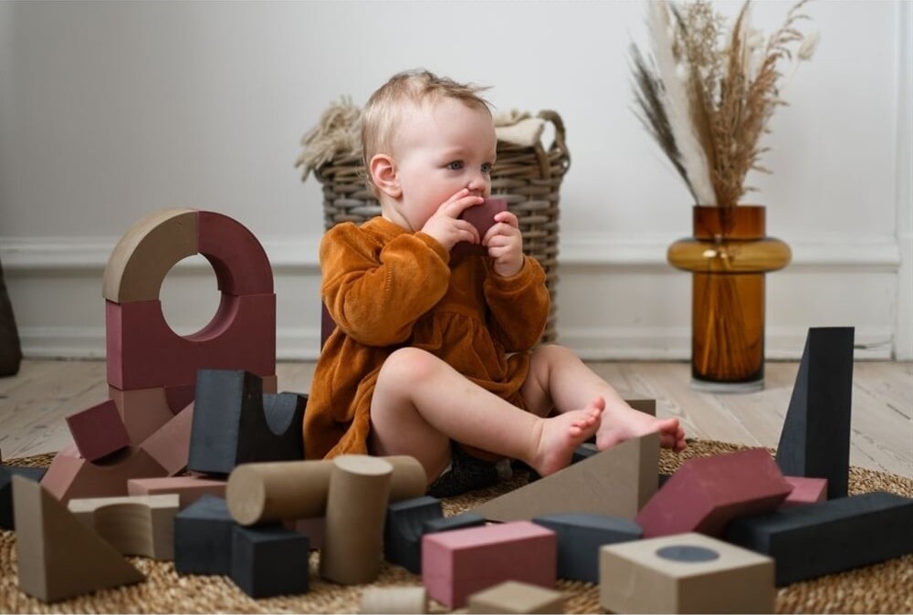 Babytrold - Byggeklodser I Skum - Dusty Rose