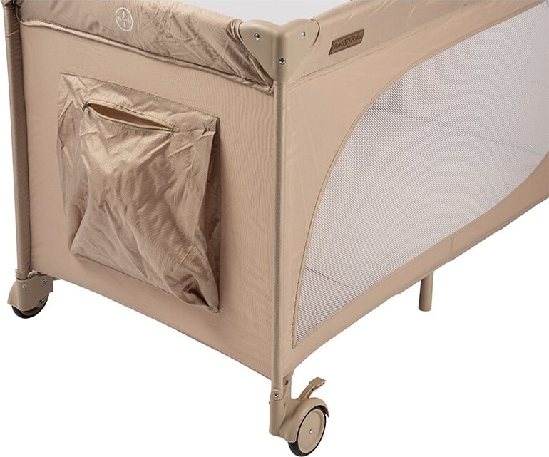 Babytrold - Rejseseng Med Åbning Og Hjul - Khaki - 124 X 65 X 75 Cm