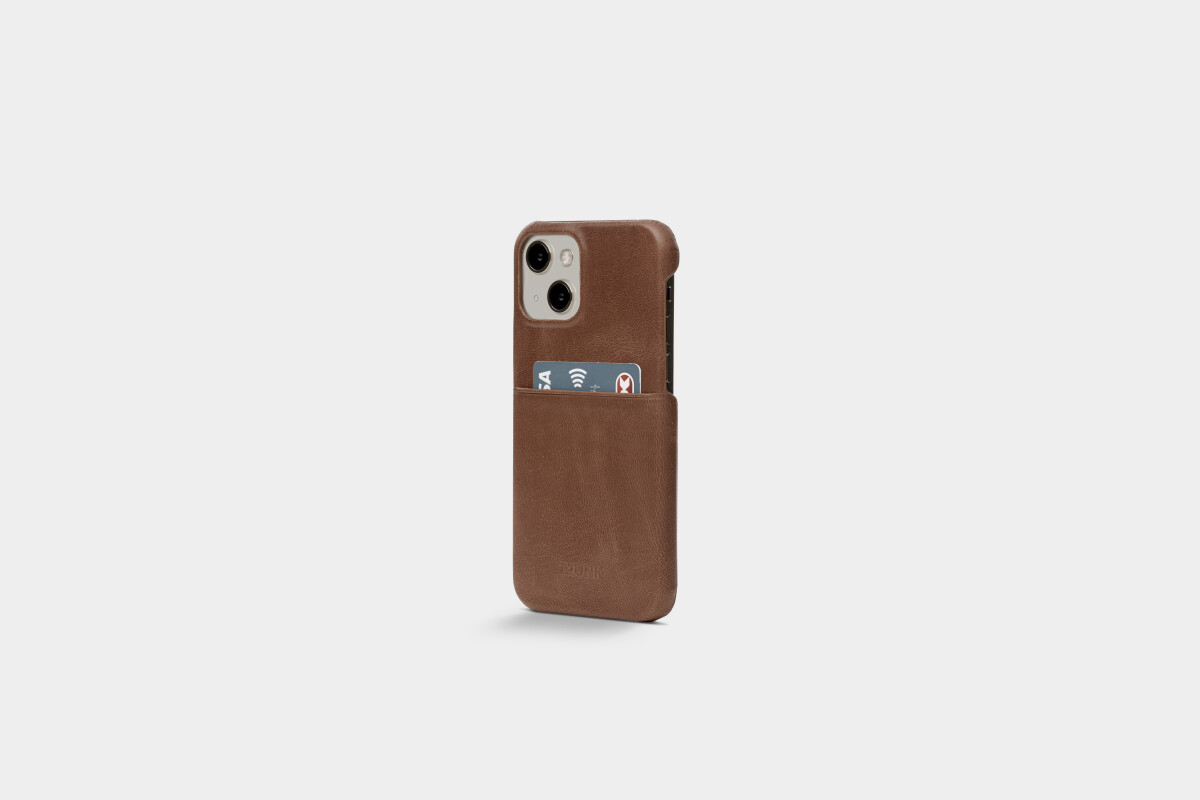 Trunk - Iphone 13 Cover - Med Kortholder - Ægte Læder - Brun
