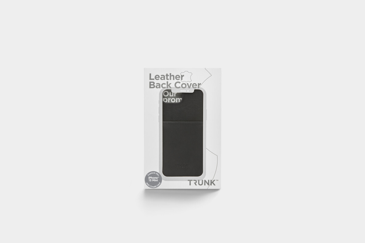Trunk - Iphone 13 Mini Cover - Med Kortholder - Ægte Læder - Sort