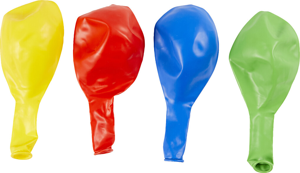 Balloner - Kæmpe - Ø 41 Cm - Blå - Grøn - Rød - Gul - 4 Stk