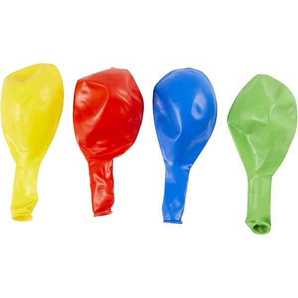 Balloner - Ø 41 Cm - Blå - Grøn - Rød - Lys Gul - 4 Stk