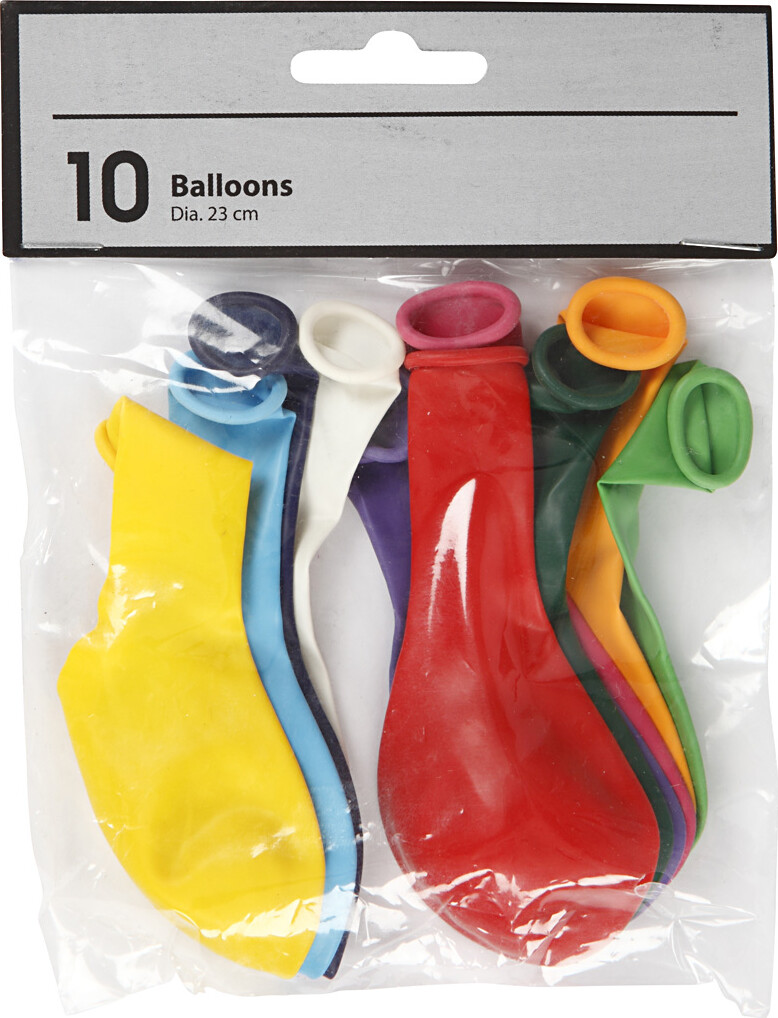 Balloner - Runde - Ø 23 Cm - Assorterede Farver - 10 Stk