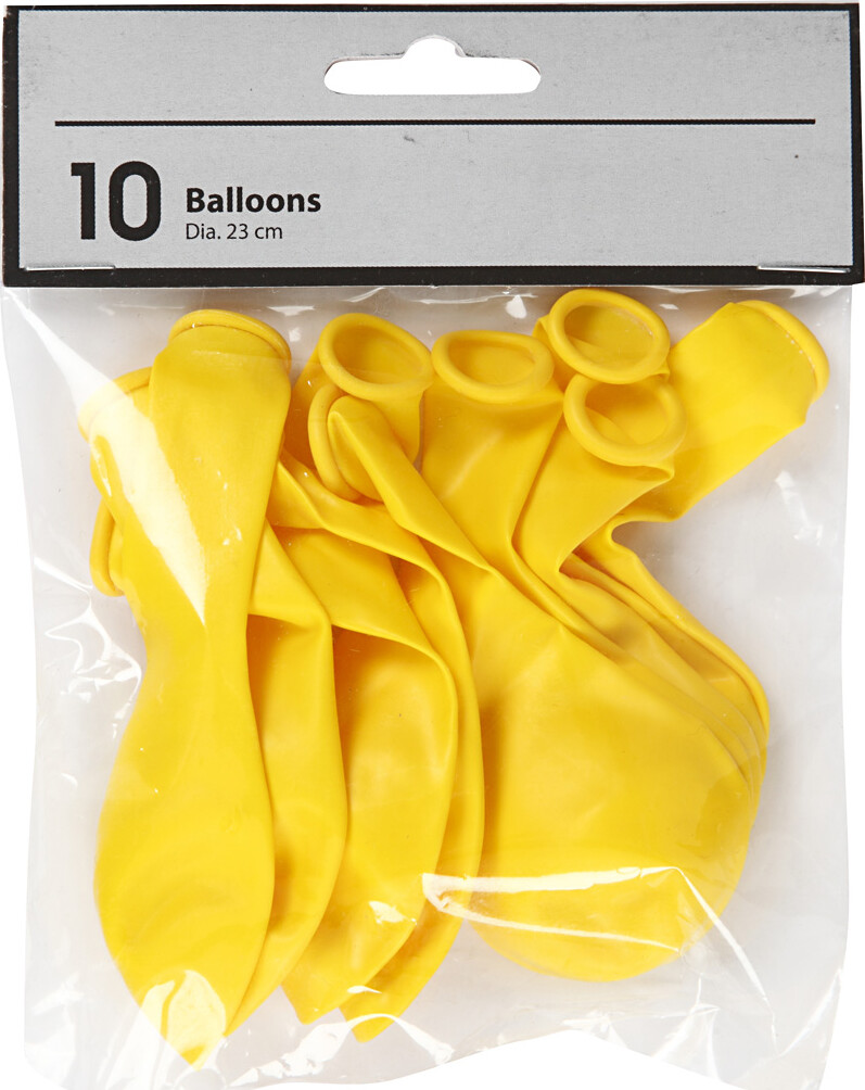 Gule Balloner - Runde - 10 Stk
